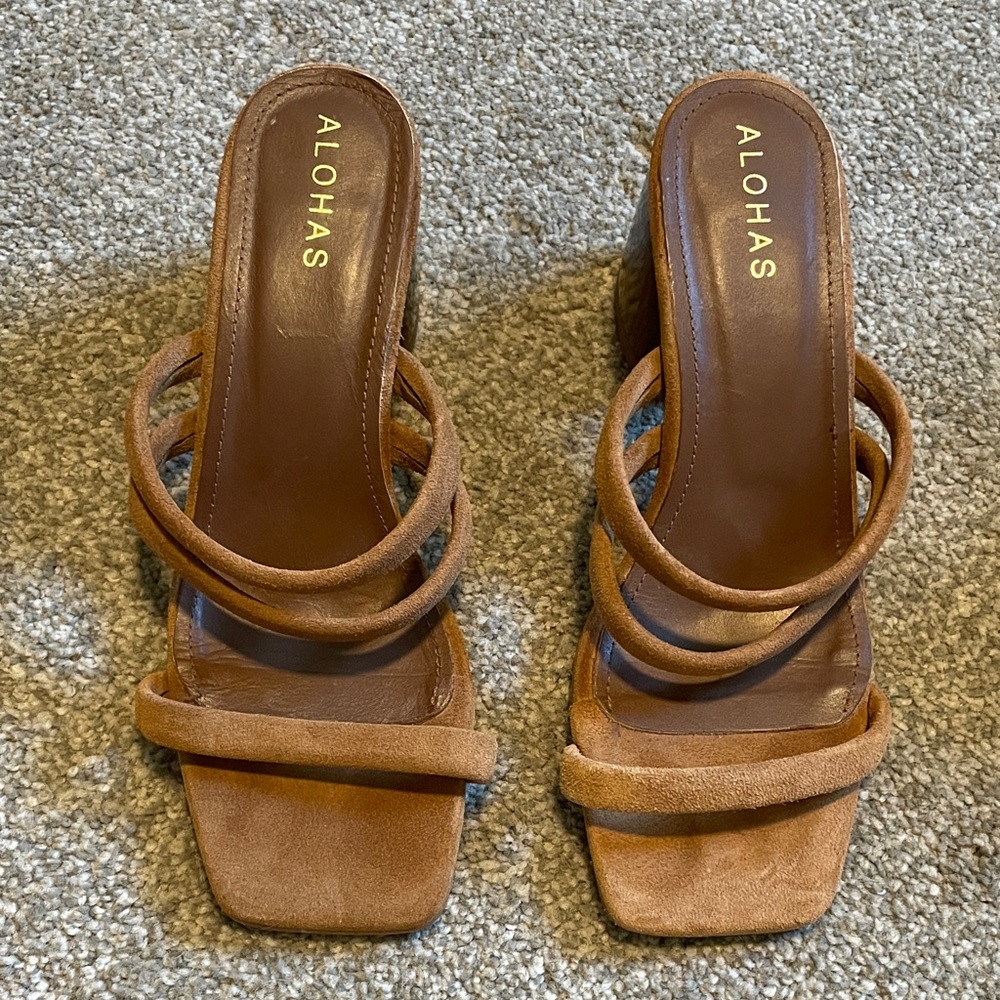 ALOHAS Indiana Women's light Brown Suede Strappy Mules